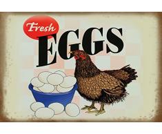 Schatzmix Plaque Murale en métal Motif œufs Frais dans Un Bol 20 x 30 cm