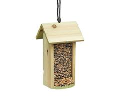 Relaxdays Mangeoire Distributeur de Nourriture graines en Bois à Suspendre H x L x P: 26 x 15 x 15 cm Maison Refuge Oiseaux, Vert, 15x15x26 cm
