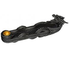 Design Toscano CL3016 Sculpture de chandelière de manoir en Forme de Dragon de Trelawny, Gris, 7,5 x 5 x 25,5 cm