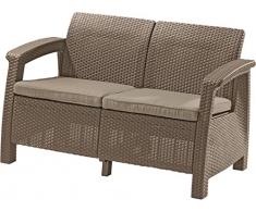 ALLIBERT 227644 Corfu II Love Seat Canapé de Jardin, Cappuccino/Sable, 128 x 70 x 79 cm