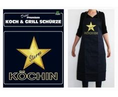 Te élégant Tablier de Cuisine/Barbecue Sterne Köchin Noir