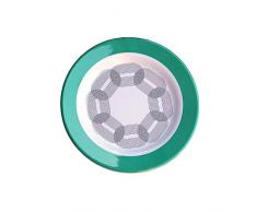 sunvibes Set de 6 Petites Assiettes Maillon Vert, Blanc/Rouge, 20x20x1,6 cm