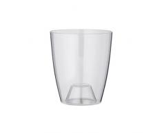 greemotion Pot à orchidée transparent Ornella de 11 cm de diamètre - Pot à fleurs élégant en plastique pour l’intérieur - Petit pot de fleurs zen aux lignes modernes