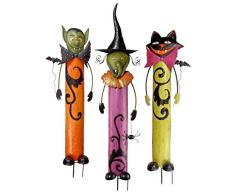 Design Toscano FU971426 Ensemble de trois Halloween métal Vampire Cat et Sorcière Stakes Jardin - Halloween Prop