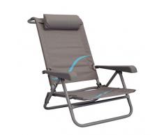 Meerweh Chaise de Plage avec Dossier réglable et Repose-tête Chaise de Plage avec Dossier réglable et Repose-tête XX-Large Gris/Bleu