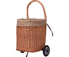 dobar Pratique à Bois pour cheminée en Osier geschälter avec Un Plastique Roues bûches, Marron, 44 x 40 x 93 cm