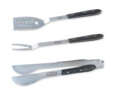 Man Law Man-H2 Set de 3 ustensiles de Barbecue en wenge, Fourchette et Pince