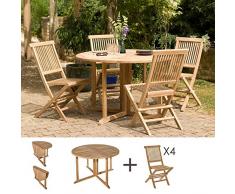 MACABANE 501095 Salon de Jardin Couleur Brut en Teck Dimension 120cm X 120cm X 75cm