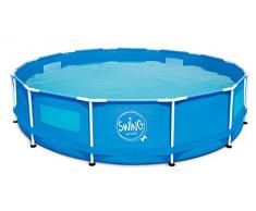 Ambiente Home Frame Piscine Neuf avec 4 fenêtres, Bleu, 305 x 305 x 76 cm, 4542 L, 26027