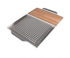 Rustler - Planches à fumer en Bois de Cèdre Canadien 100% original + Grille de cuisson au Barbecue - Planche 2 en 1 à griller avec Plaque de service en Acier inoxydable - 45 x 30 x 3 cm