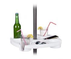 Relaxdays 10023228 Tablette Accessoire de Jardin Rond Table mât de Parasol Porte-Boissons HxD. 8 x 43cm Plastique, Blanc