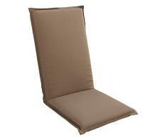 Dehner Coussin pour Chaise à Dossier Haut Krakau, env. 120 x 50 x 6 cm, Rembourrage en Polyester Haut de Gamme, Taupe