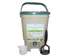 Ecovi Kit Composteur de Cuisine + Activateur, 20 liters L, Couvercle Vert, 28 x 28 x 39 cm