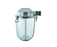 NB LIGHTING-LANTERNE MURALE EN LAITON FINITION NICKEL, LAMPADA ART.78, DIFFUSER EN VERRE TRANSPARENT DOUILLE EN PORCELAINE E27 MAX.75W 22,5 x 18 x 15mm