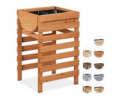 Relaxdays Parterre élevé en Bois, pour Balcon, terrasse & Jardin, Film Inclus, Jardinière sur Pieds, Marron, Brun Clair, M