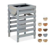 Relaxdays Parterre élevé en Bois, pour Balcon, terrasse & Jardin, Film Inclus, Jardinière sur Pieds, Gris