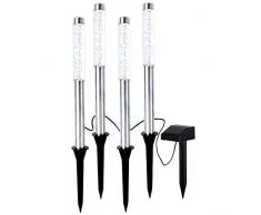 Best Season 479–32 LED à énergie Solaire pathlights, Lot de 4 x 27 x 2 cm 1 LED Blanc Chaud avec Panneau Solaire avec Batterie/4 Couleurs Boîte en Acier Inoxydable