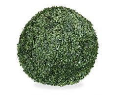 Relaxdays artificiel, plante de décoration ronde, buis sphérique, plastique, résistant, divers Taille, vert, 38 cm, 34 cm