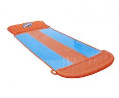 Bestway H20 Go Toboggan à Eau Triple Voie avec Rampe. Bleu/Orange