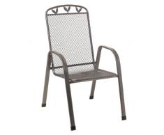greemotion Chaise de jardin empilable Toulouse– Chaise avec accoudoir grise – Fauteuil extérieur confortable – Chaise empilable pour le jardin – Fauteuil extérieur design – Chaise de jardin métal