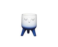 Kitchen Craft Petit Pot de Fleurs dintérieur, Céramique, Bleu/Blanc, 10 x 14 cm