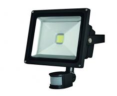 Perel Projecteur LED pour Les aussenbereich avec capteur PIR, 30 W Epistar Chip, 3000 K, 23 x 25 x 13 cm, Noir, leda3003ww/BP