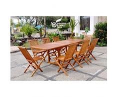 JFB Le Sudarso, Salon en Teck huilé 10/12 Personnes : 1 Table rectangulaire et 8 chaises