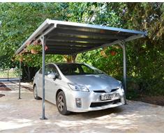 Palram Carport Verona Abri D’Auto Moderne et Élégant Au Toit Plat – Kit à Monter Soi-Même en Aluminium et Acier Galvanisé - Garanti 10 Ans