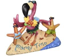 Design Toscano HF616702 Statuette Party Time Flamant, Multicolore, 9 x 30.5 x 24 cm