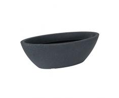 greemotion Pot de fleur ovale Padua - Jardinière noire avec effet granit - Pot de fleur extérieur- Pot de fleur décoration - Bac à fleur grande taille chic et robuste - Pot de plante design