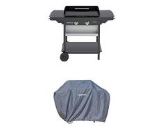 Campingaz Plancha Gaz EXB 2, 2 Brûleurs en Acier, Plancha sur Chariot, Puissance 7.5kW, Large Plancha à Revêtement Anti-adhésif, Cuisson Teppanyaki, 2 Tablettes Latérales + Campingaz Housse pour Barbecue
