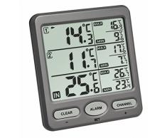 TFA-Dostmann Trio Thermomètre sans Fil avec 2 émetteurs, capteur de câble étanche, idéal pour Les réfrigérateurs/Aquariums/piscines