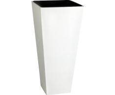 Weles GMBH Gartenfreude 4300-1000-100 Pot de Fleurs en Fibre de Verre pour intérieur ou extérieur avec bac étanche en Plastique Blanc 28 x 28 x 60 cm