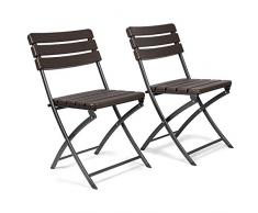 Vanage - Chaises de Jardin - Lot de 2 - Chaises pliantes de haute qualité avec Effets bois - Dossier haut - Ultra confortable et Design intemporel !