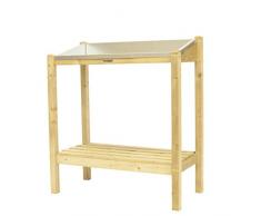 HILLHOUT 8711375113890 Table de Rempotage Métal, Bois Naturel, 90 x 45 x 100 cm