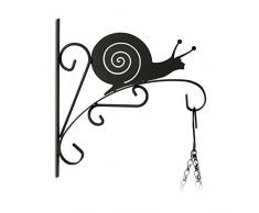Relaxdays Crochet mural pour plantes escargot suspensions pot de fleurs en métal décoration de jardin HxlxP 30 x 28 x 2 cm, noir
