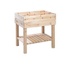 greemotion Jardinière Surélevée, Potager sur Pieds en Bois de Pin FSC 100%, Jardinière sur Pieds avec 4 Compartiments Séparés, Doté par un Insert en Plastique, env. 79 x 79 x 59 cm