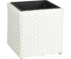 Weles GMBH Pot à Fleurs en résine tressée Gartenfreude avec Insert en Plastique pour lintérieur et lextérieur, de Couleur Blanc, 28 x 28 x 28 cm