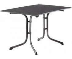 Sieger Klapptisch mit Platte 120x80 cm 3160-55 Boulevard Table Pliante avec Plateau vivodur/Structure en Acier Gris Fer et Ardoise 120 x 80 cm, Plusieurs matériaux, Eisengrau/Schiefer Anthrazit