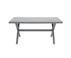 greemotion Table de jardin aluminum Lissabon 150 x 90 cm – Table de jardin 6 personnes couleur grise anthracite – Table moderne avec plateau en spraystone – table extérieur design