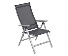 Dehner Fauteuil Pliant Macon, env. 112 x 60 x 43 cm Aluminium/textilène Noir