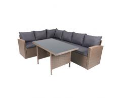 Greemotion - Fauteuil dangle avec table - Adapté en intérieur et en extérieur - Espace de rangement sous le siège - Éléments faciles à déplacer 60 x 235 x 73 cm marron