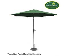 GardenKraft Parasol à manivelle et inclinable Vert foncé 2,7 m L 140(cm) x W 14(cm) x H 14(cm) Vert foncé
