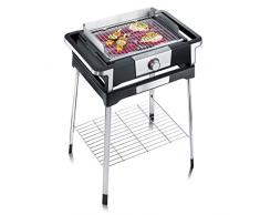 Severin Barbecue sur Pieds Style S, 2500 W, Pare-Vent, Cordon dalimentation de 2 M, Noir/INOX, PG 8116