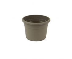 greemotion Pot de fleurs rond en plastique Ø 18cm 1,5L - Pot pour plantes extérieures et intérieures - Pot de jardin couleur taupe