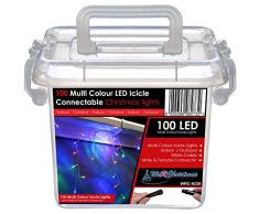 WeRChristmas 100 Connectable Icicle LED Guirlande Lumineuse avec 2 Broches mâle et Femelle Multicolore
