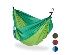 Relaxdays Hamac XXL extérieur Camping 2 Personnes Extra léger Jardin Charge 200 kg, lxP 152x255: 152 x 255cm, Vert Clair