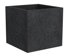 Scheurich C-Cube Pot de Fleurs, Plastique, Noir Pierre, 38x38 cm, Höhe 33 cm
