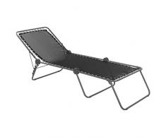 Lafuma Lit de soleil, Pliable, Dossier réglable, Système lacets, Siesta L, Batyline, Couleur: Black, LFM2293-8551