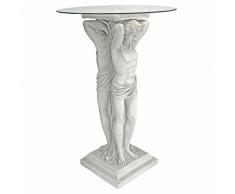 Design Toscano KY4124 Guéridon Atlante de l’Ermitage à Plateau, Blanc Cassé, 47 x 47 x 73,5 cm